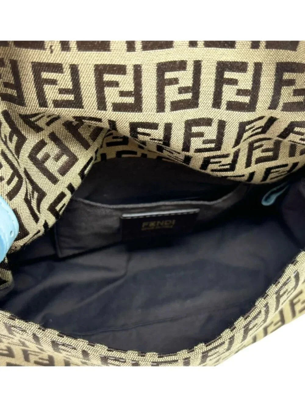 Vintage Fendi Zucchino Mamma Baguette Blue Brown - Picture 9 of 10